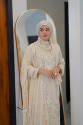 Georgette embroidered party wear-creme